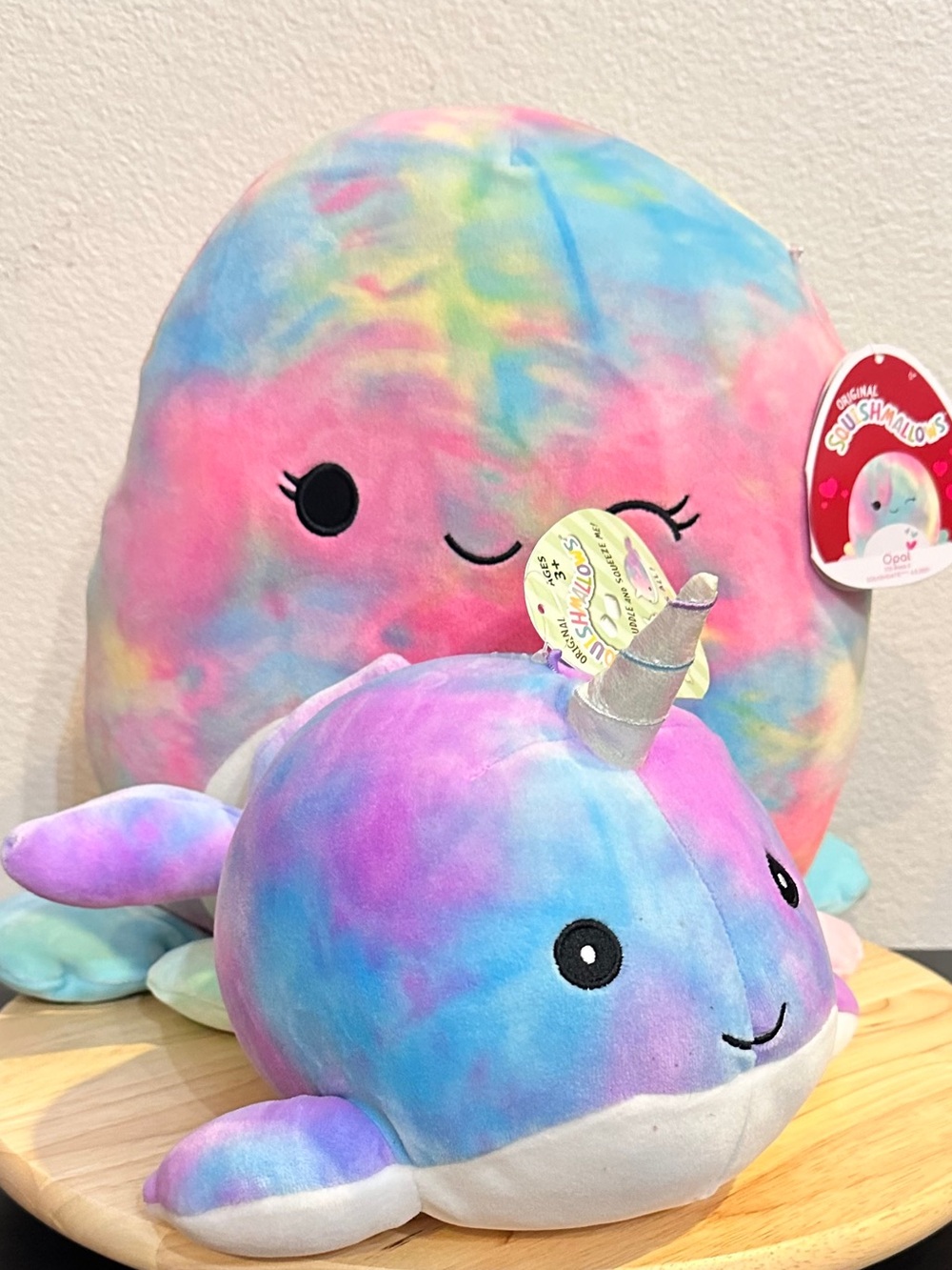 NET. Squishmallows Opal Octopus (Hearts & Hallie Narwhal Unicorn Whale